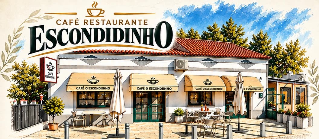 Fachada e logótipo do Café Restaurante Escondidinho